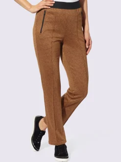 Pantalon jacquard à ceinture élastique et poches zippées