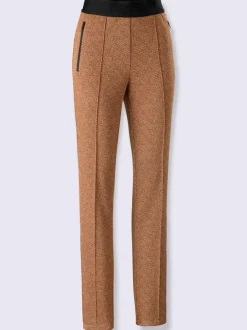 Pantalon jacquard à ceinture élastique et poches zippées