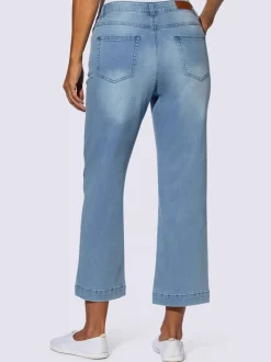 Pantalon large denim stretch avec passants et 5 poches