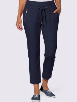 pantalon longueur sept huit coton avec ceinture élastique et poches zippées
