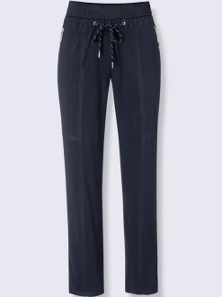 pantalon longueur sept huit coton avec ceinture élastique et poches zippées