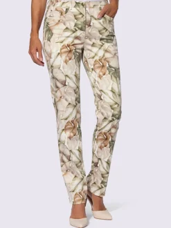 Pantalon à motif feuilles et coupe classique