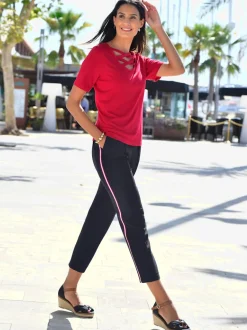 Pantalon rayures galon tendance