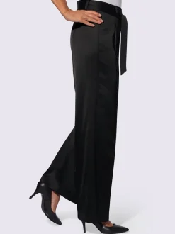 Pantalon satiné à coupe large avec ceinture nouée