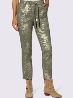 Pantalon viscose longueur cheville avec imprimé brillant irrégulier