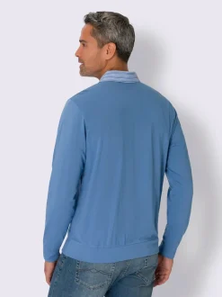 Polo à manches longues col chemise tissé