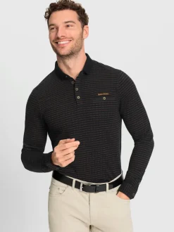 Polo à manches longues structure jacquard