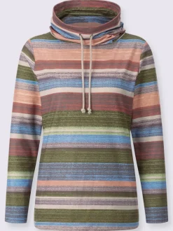 Pull col roulé large avec cordon rayé décontracté