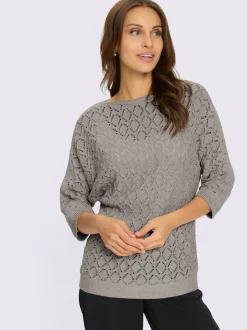 Pull ajouré encolure en u féminine