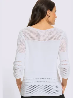 Pull ajouré partiellement transparent