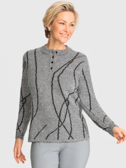 Pull bouclé tricot intarsia de qualité