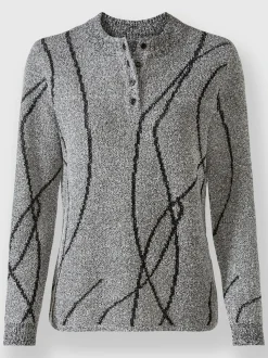 Pull bouclé tricot intarsia de qualité