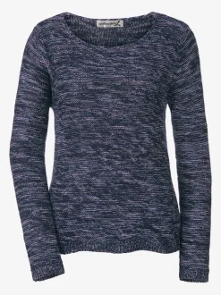 Pull chiné encolure ronde finitions côtelées avec le dos plus long