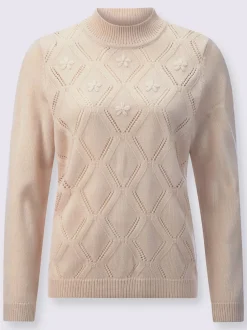 Pull à col montant broderie florale