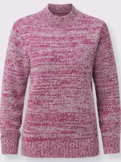Pull à col montant et manches longues en tricot chiné bouclé