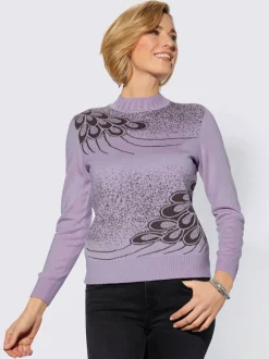 Pull à col montant motif intarsia