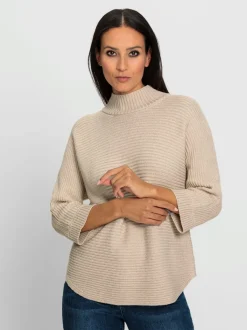 Pull à col montant tricot côtelé moderne