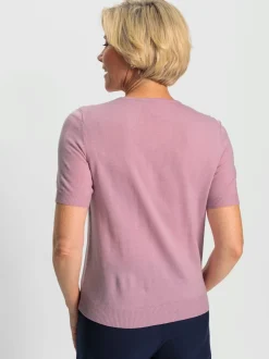 Pull à col rond et manches courtes avec motif ajouré