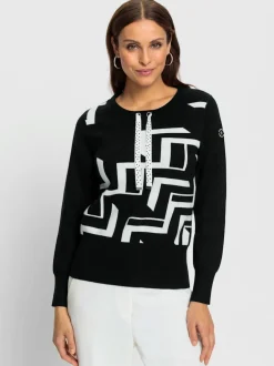 Pull à col rond et manches longues motif jacquard graphique