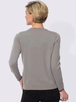 Pull à encolure en v détails contrastés
