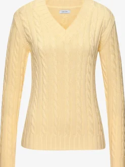Pull à encolure en v motif en tricot torsadé tendance