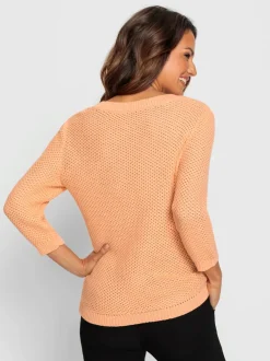 Pull à encolure en v motif structuré tendance