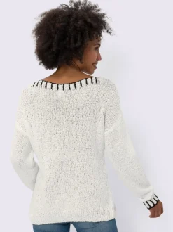 Pull encolure ronde et manches longues en tricot coton doux