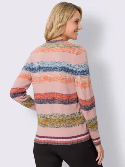 Pull encolure ronde motif rayé moderne