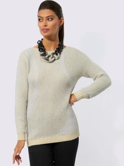 Pull en coton à manches longues et encolure en U