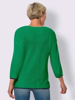 Pull en maille à col rond et bords contrastés
