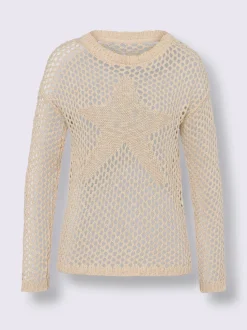 Pull en tricot ajouré à encolure ronde et manches longues
