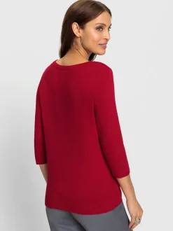 Pull en tricot col en U avec découpes goutte et pierres