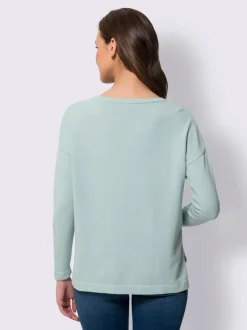 Pull en tricot à col rond et manches longues avec poche
