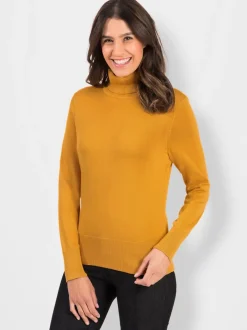 Pull en tricot fin à col roulé côtelé et manches longues