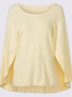 Pull en tricot fin poncho avec bas cousu