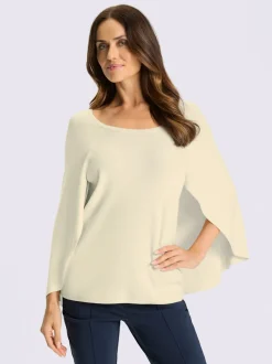 Pull en tricot fin poncho avec bas cousu
