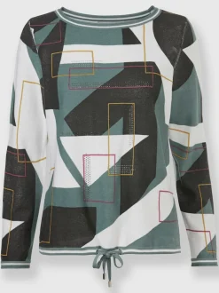 pull en tricot fin souple avec col rond imprimé géométrique