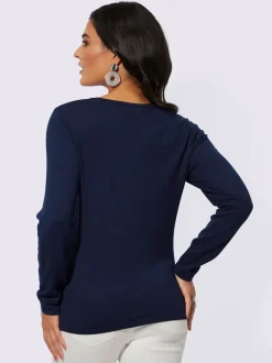 Pull en tricot à motif floral placé et manches longues
