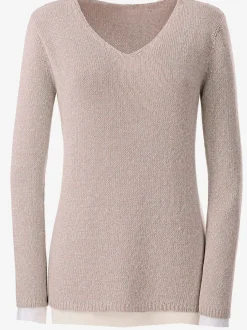 Pull femme à col en v et manches longues