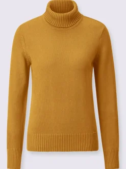 Pull femme col roulé manches ourlet avec finitions côtelées