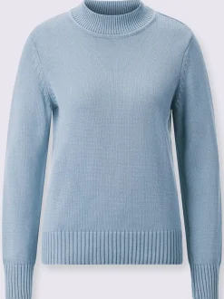Pull femme à col tortue et manches longues avec finitions côtelées