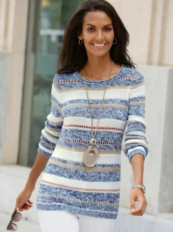 Pull femme motifs horizontaux
