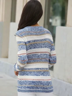 Pull femme motifs horizontaux