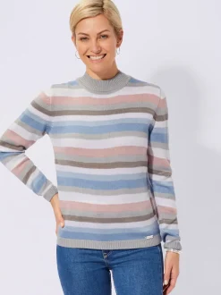 Pull femme rayé ultra-doux col montant