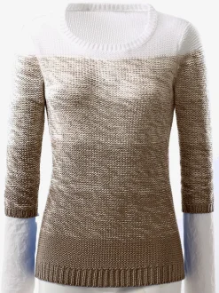Pull femme tendance col rond effet délavé