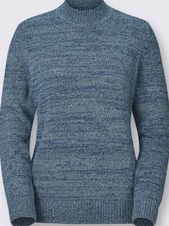 Pull fil bouclé ultra-doux col cheminé finitions côtelées