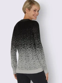 Pull jacquard à encolure ronde et manches longues motif pointillé