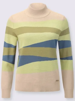 Pull jacquard à rayures horizontales et manches longues