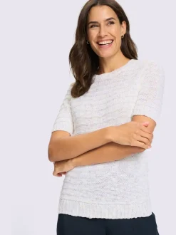 Pull à manches courtes fil fantaisie facile d'entretien