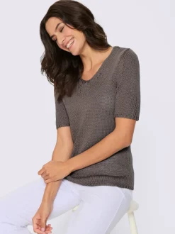Pull à manches courtes fil fantaisie facile d'entretien